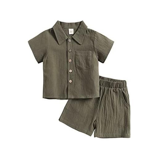 Verve Jelly infantile del bambino del neonato vestiti del cotone di estate lino manica corta magliette e camicette camicia + pantaloni corti 2 pz set 110 bianco 2-3 anni