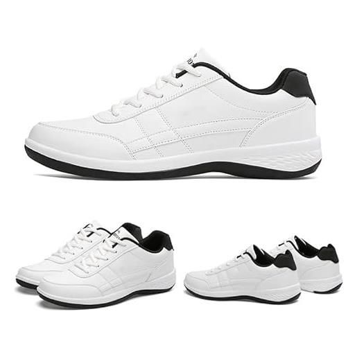 MYPOWR orthopedic sneakers for men, men's extended width foot and heel comfortable breathable sneakers, anti-slip lightweight (42, white)