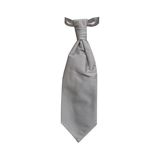 Remo Sartori - cravatta plastron da cerimonia sposo in raso di seta grigio perla, made in italy, uomo