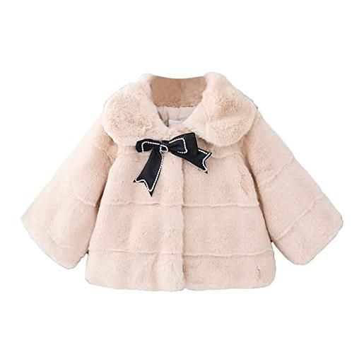 YiZYiF cappotto in finta pelliccia sintetica giacca per bambina neonata invernale capispalla giubbotto largo a maniche lunghe con pompon elegante mantello poncho outwear bianco b 18-24 mesi