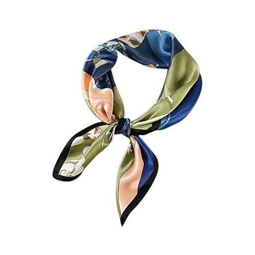 LumiSyne sciarpe di seta donna foulard quadrata stampata graffiti e pittura leggera raso sciarpa vintage fazzoletto da collo bandane fascia per capelli copricapo 70x70cm