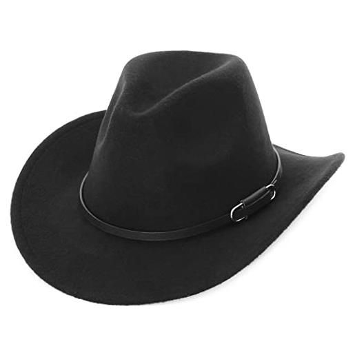 GEMVIE cappello da cowboy a tesa larga vintage occidentale western australia grande bordo unisex uomo e donna in feltro (caffè)