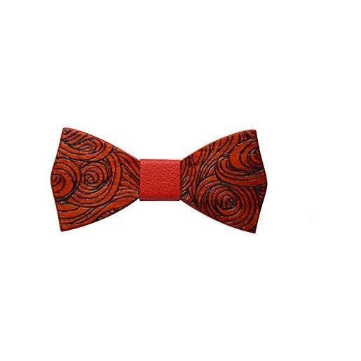 InLegnoWoodDesign papillon in legno di ciliegio con nodo in pelle rossa accessori moda cerimonia mod. Color