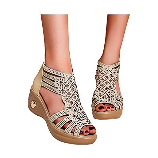 Kobilee sandali donna con tacco aperta basso espadrillas ciabatte alto casual plateau sandali estive sandali zeppa lacci bohemia sandalo comode eleganti