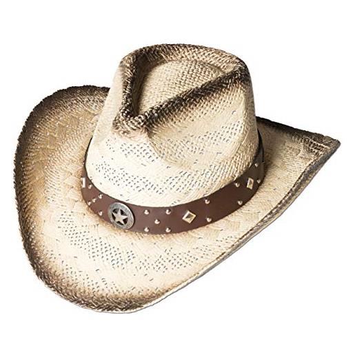 Westernwear-Shop westwear-shop - cappello di paglia western edizione santiago cappello da cowboy, abbigliamento western per uomo e donna, colore: beige beige. L