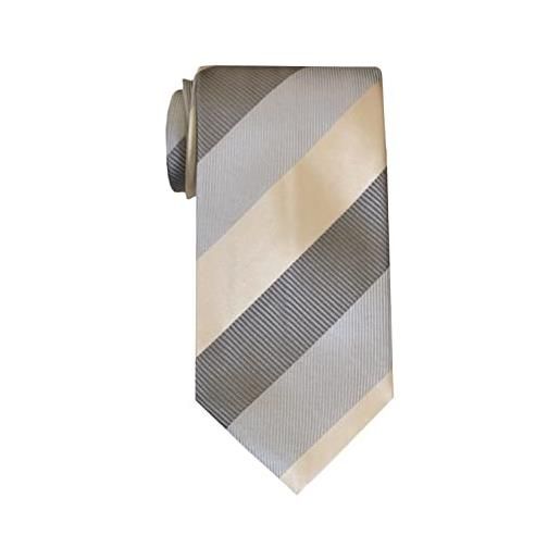 Remo Sartori - cravatta in pura seta regimental a righe larghe, made in italy, uomo (beige)