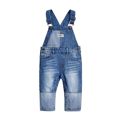 KIDSCOOL SPACE salopette di jeans da ragazzo e ragazza, maglione di jeans slim carino da bambino, blu, 4-5 anni