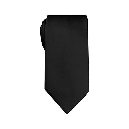 Remo Sartori - elegante cravatta sposo per cerimonia in puro raso di seta lucida, made in italy, uomo (nero)