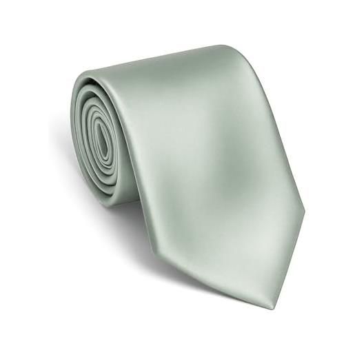 Remo Sartori - elegante cravatta sposo per cerimonia in puro raso di seta lucida, made in italy, uomo (verde salvia)