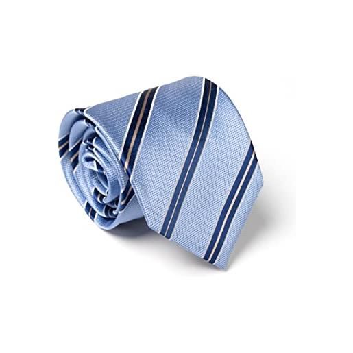 Remo Sartori - cravatta in pura seta regimental a righe blu, made in italy, uomo (azzurro)