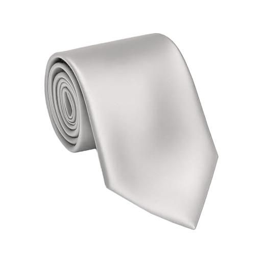 Remo Sartori - cravatta sposo cerimonia extra lunga xl in puro raso seta, lunghezza da 155 cm a 175 cm, made in italy, uomo (grigio, lunghezza 175 cm)