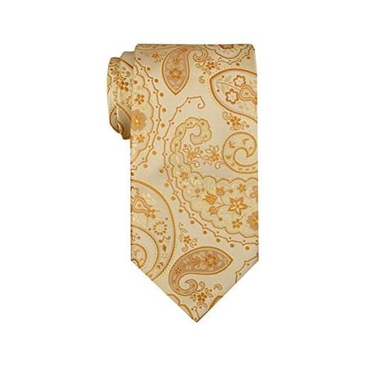 Remo Sartori - elegante cravatta in pura seta fantasia jacquard tono su tono, made in italy, uomo (giallo tenue)