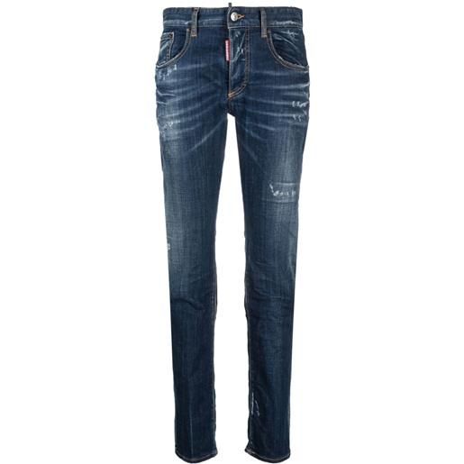 Dsquared2 jeans skinny 24/7 con effetto vissuto - blu