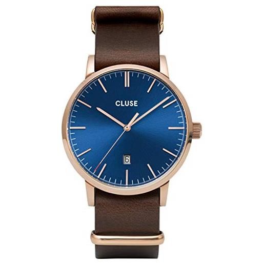 Cluse men's aravis 40mm leather band steel case quartz watch cw0101501009