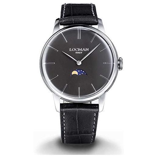 Locman orologio uomo 1960 fasi lunari in acciaio nero Locman