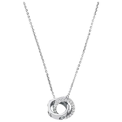 Michael Kors - collana premium in argento sterling tono argento con cristallo per le donne mkc1554an040