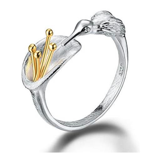Lotus Fun springlight ✦ regalo san valentino anelli donna in argento sterling s925 anello aperto colibrì anello fiori e uccelli gioielli regalo donna san valentino per lei. 