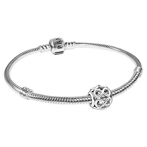 Pandora, bracciale con motivo dell'infinito, set di base, meraviglioso gioielli in argento, elegante idea regalo per donne alla moda, 08051, argento, senza pietra
