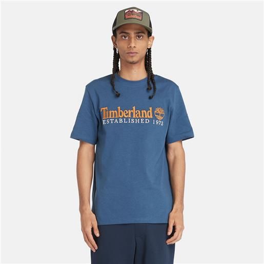 Timberland t-shirt a maniche corte con logo da uomo in blu blu