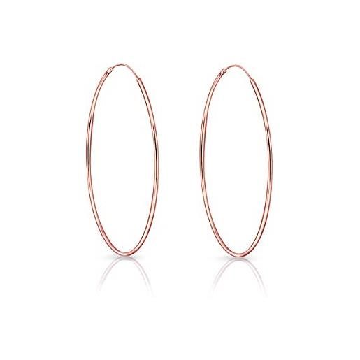 DTPsilver® orecchini donna argento 925 placcato in oro rosa - orecchini cerchio donna - creoli - cerchietti - spessore 1.5 mm - diametro 60 mm