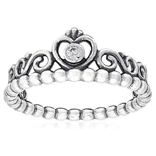 Pandora purely pandora anello princess con corona stile tiara, in argento con zirconia cubica, 60