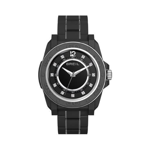 Breil orologio da donna al quarzo con display analogico nero e cinturino in poliuretano nero, tw0837, nero/nero, bracciale