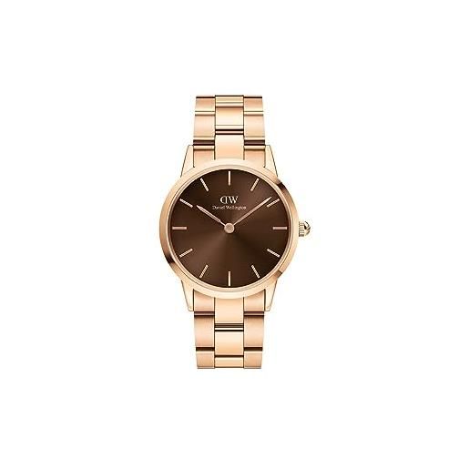 Daniel Wellington orologio iconic link amber uomo, 40mm orologio da uomo, dw classico acciaio inox (316l) oro rosato orologio uomo