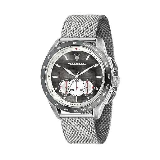 Maserati orologio da uomo, collezione traguardo, con movimento al quarzo e funzione cronografo, in acciaio - r8873612008