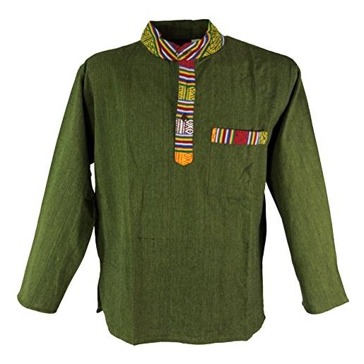 GURU SHOP guru-shop, camicia nepal etno-pescatore, camicia goa, crema, cotone, dimensione indumenti: l, camicie
