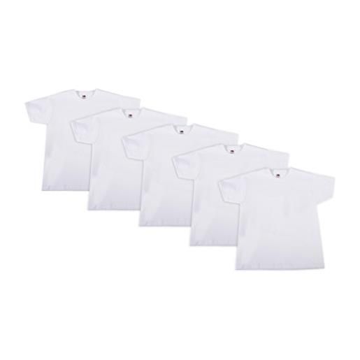 Fruit of the Loom pack 5 t-shirt, bianco (bianco), 140 (taglia produttore: 10y) (pacco da 5) bambino