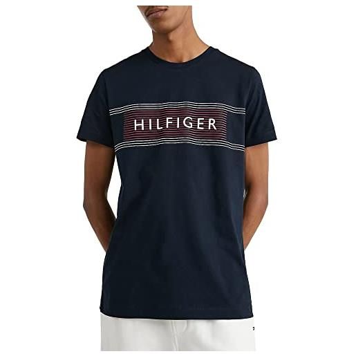 Tommy Hilfiger t-shirt maniche corte uomo brand love slim fit, nero (black), l