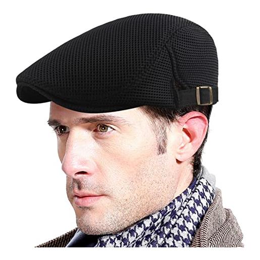 AIEOE baschi scozzesi da uomo coppola uomo cappello con visiera piatta berretto estivo in rete traspirante regolabile