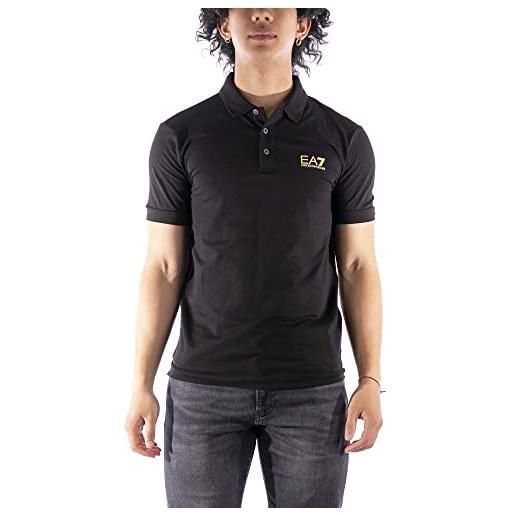 Emporio Armani ea7 train core id cotton stretch polo shirt medium black and gold