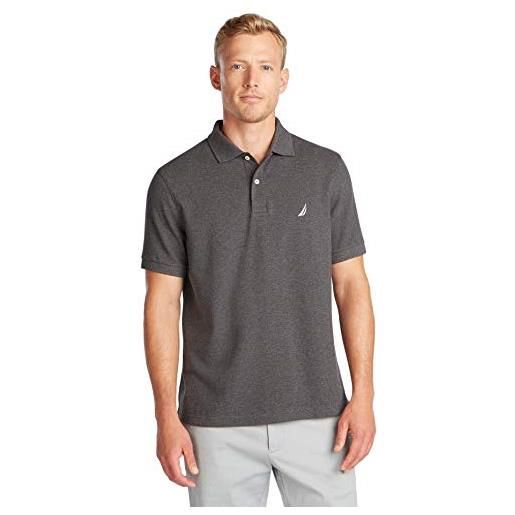 Nautica men's short sleeve solid polo shirt, charcoal. Htr, xxl