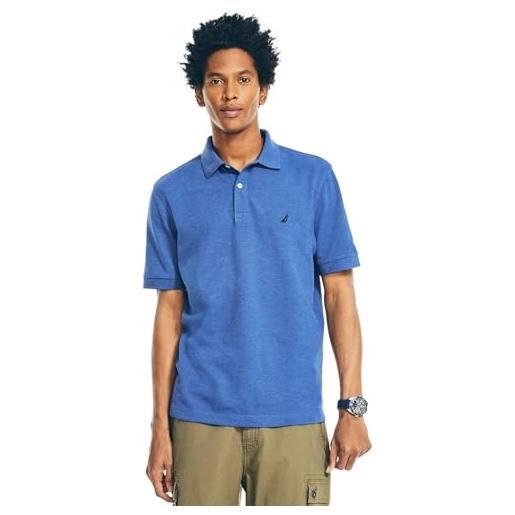 Nautica s/s solid deck shirt classic fit polo, tigerlily, l uomo
