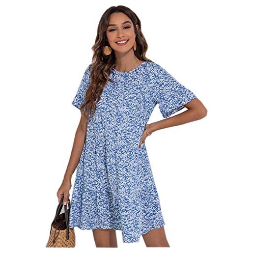 chiguomaoyi abiti floreali da donna estate casual boho volant manica corta altalena fluida abito midi vestito da spiaggia