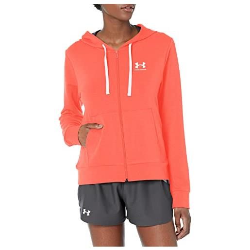 Under Armour s long sleeve rival terry hoodie for women top in pile, vermiglio, m donna