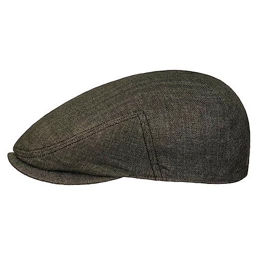 Stetson woodfield coppola in lino donna/uomo - made the eu cappello piatto berretti piatti con visiera, fodera estate primavera/estate - 61 cm oliva scuro