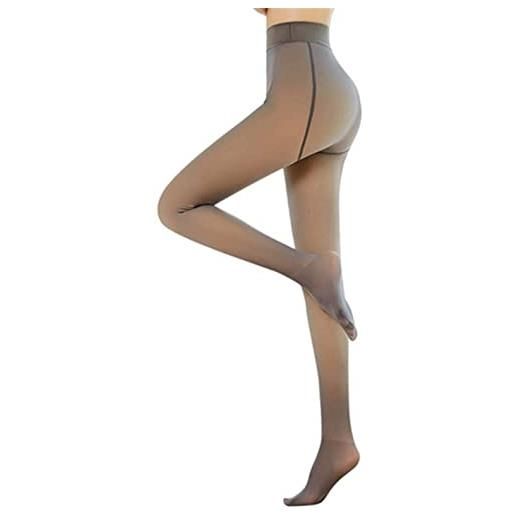 Juting gambe impeccabili pantyhose in pile caldo traslucido falso pantalone da donna leggings elasticizzato foderato in pile caldo (200g, brown)