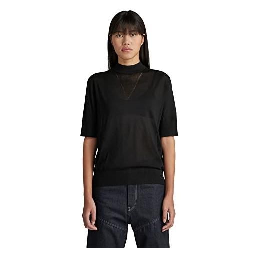 G-STAR RAW core mock neck knitted sweater maglione, nero (dk black d21962-d166-6484), m donna