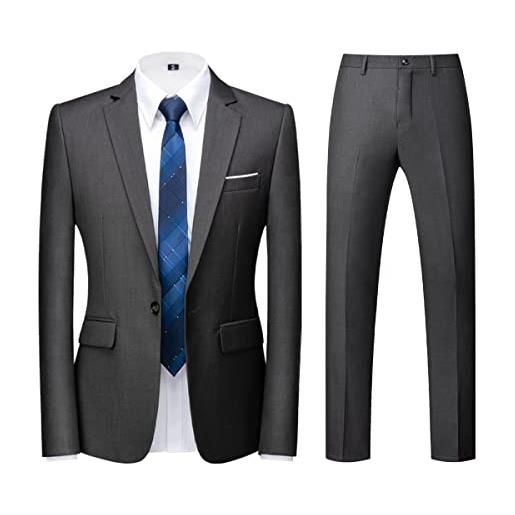 KUDORO abiti da uomo 2 pezzi slim fit monopetto un pulsante da sposa business casual smoking suit blazer pantaloni set completo, blu, xl