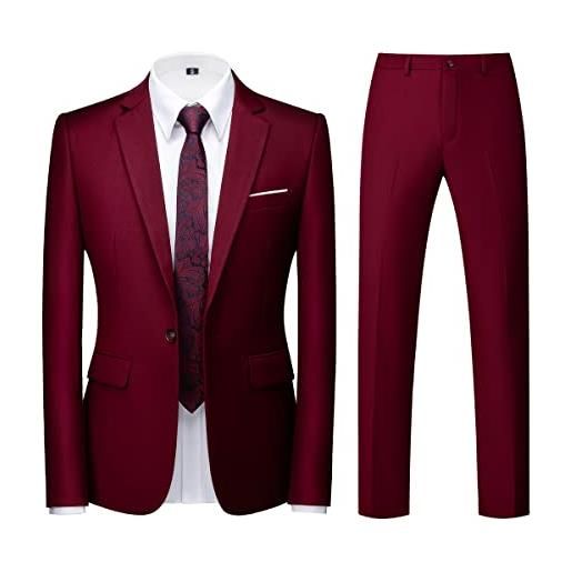 KUDORO uomini abiti 2 pezzo slim fit singolo petto un pulsante matrimonio affari casual smoking suit blazer pantaloni set, blu gioiello. , l