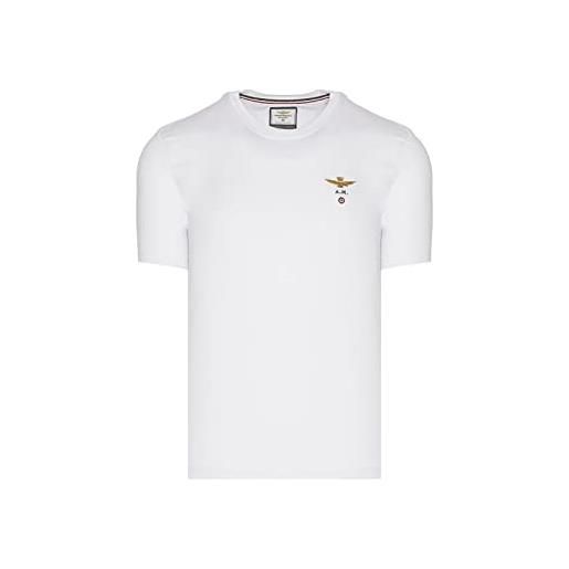 Aeronautica Militare t-shirt basica con mini logo ricamato (bianco) xxl (231ts1580j372)