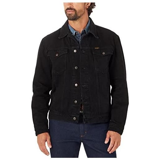 Wrangler giacca da uomo in denim sfoderata western taglio cowboy, nero sfumato. , xx-large