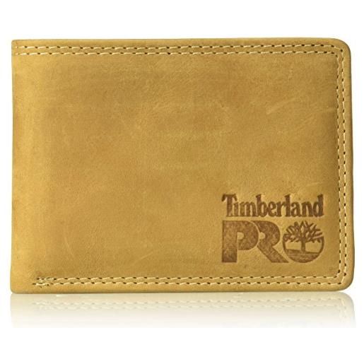 Timberland PRO portafoglio in pelle rfid con porta carte rimovibile, nero/brandy, taglia unica uomo