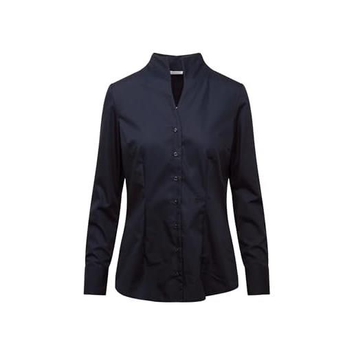 Seidensticker donna goblet collar blouse long sleeve slim fit plain non-iron camicia da donna, blu (dunkelblau 18), 44