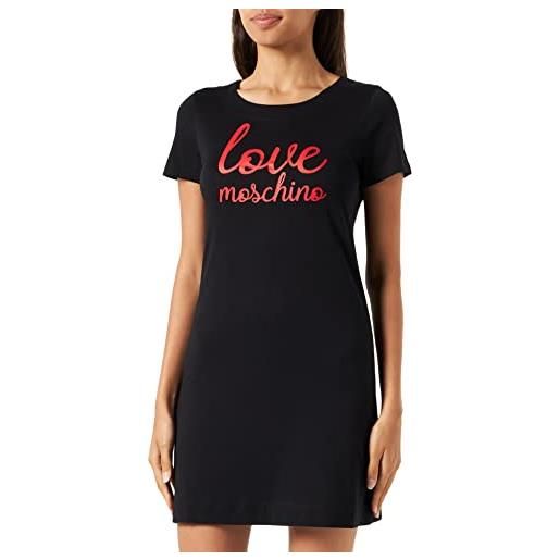 Love Moschino abito a maniche corte dress, nero, 50 donna