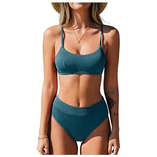 CUPSHE bikini set per le donne costumi da bagno a due pezzi a vita alta cinghie regolabili con gancio posteriore senza schienale, colore: viola marmellata. , xl