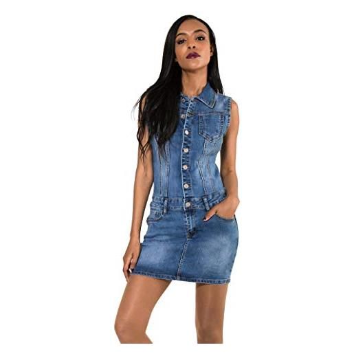 Nina Carter - abito corto da donna in denim - vestibilità aderente, blu scuro, xl