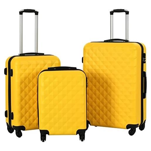 vidaXL trolley a custodia rigida a mano fodera cinghie interne chiusura sicurezza bagaglio valigia da viaggio ruote girevoli giallo in abs